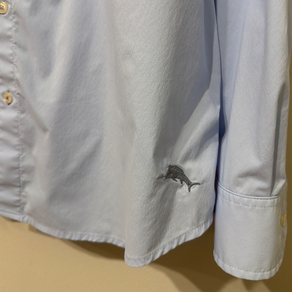Tommy Bahama Siesta Key Mens Large Light Blue Striped Performance Shirt Large - Picture 5 of 9